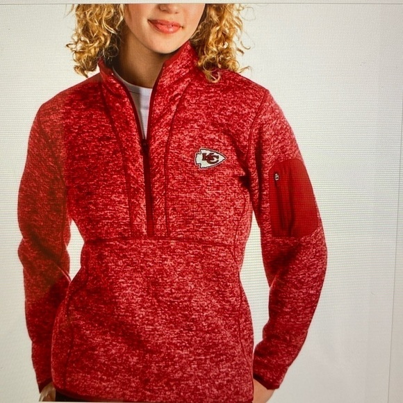 Antigua Women’s L Half-Zip Pullover Sweatshirt preppy Nautical Activewear Red - Picture 2 of 12